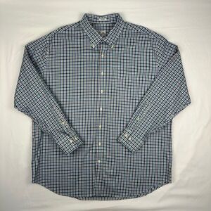 Peter Millar Nanoluxe Easy Care Plaid Shirt Mens XXL Blue Green Button Down 2XL